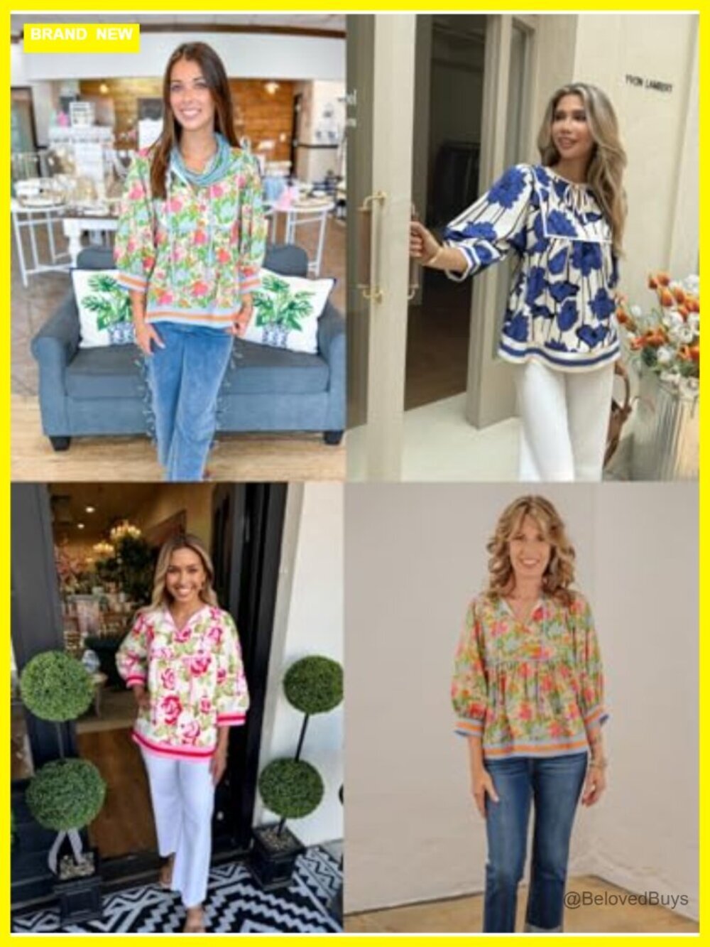 Floral Print Babydoll Blouse V Neck 3/4 Sleeve Peplum Top Casual Loose Fit Boho - Picture 6 of 7